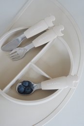 Silicone Stainless Steel Cutlery Set - Oyster Beige