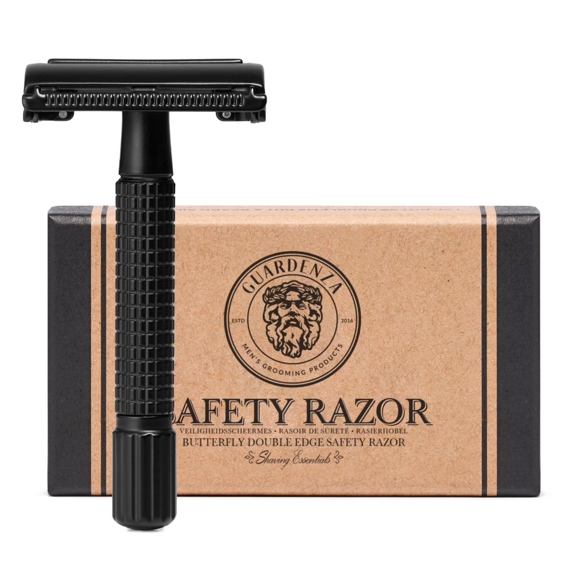 Guardenza Double-Edge Safety Razor Butterfly | matte black | Classic Razor | Barbier Razor
