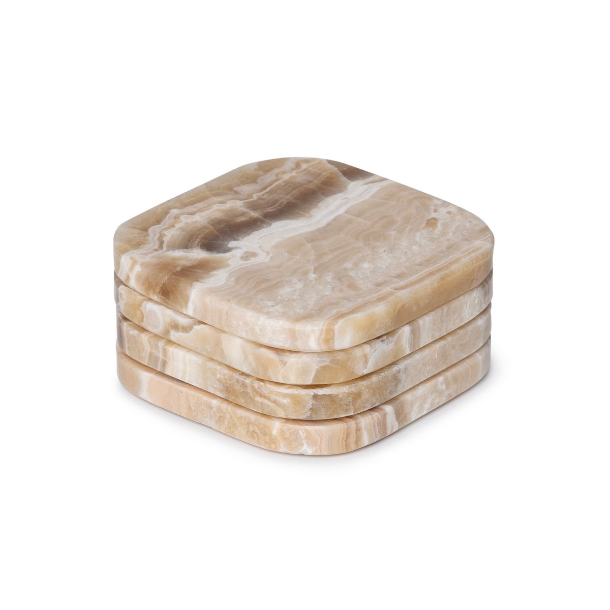 Marmor -Untersetzer - Bio - Sandal Onyx - Set von 4 Teilen - 10x10x1cm