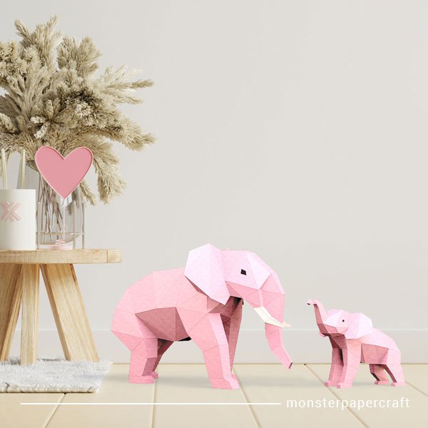 DIY Elefantes Mama & Baby – Rosa