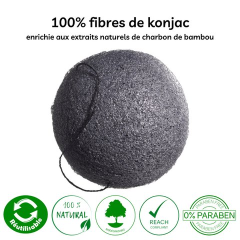 Natürlicher Konjac-Schwamm für das Gesicht mit Bambuskohle