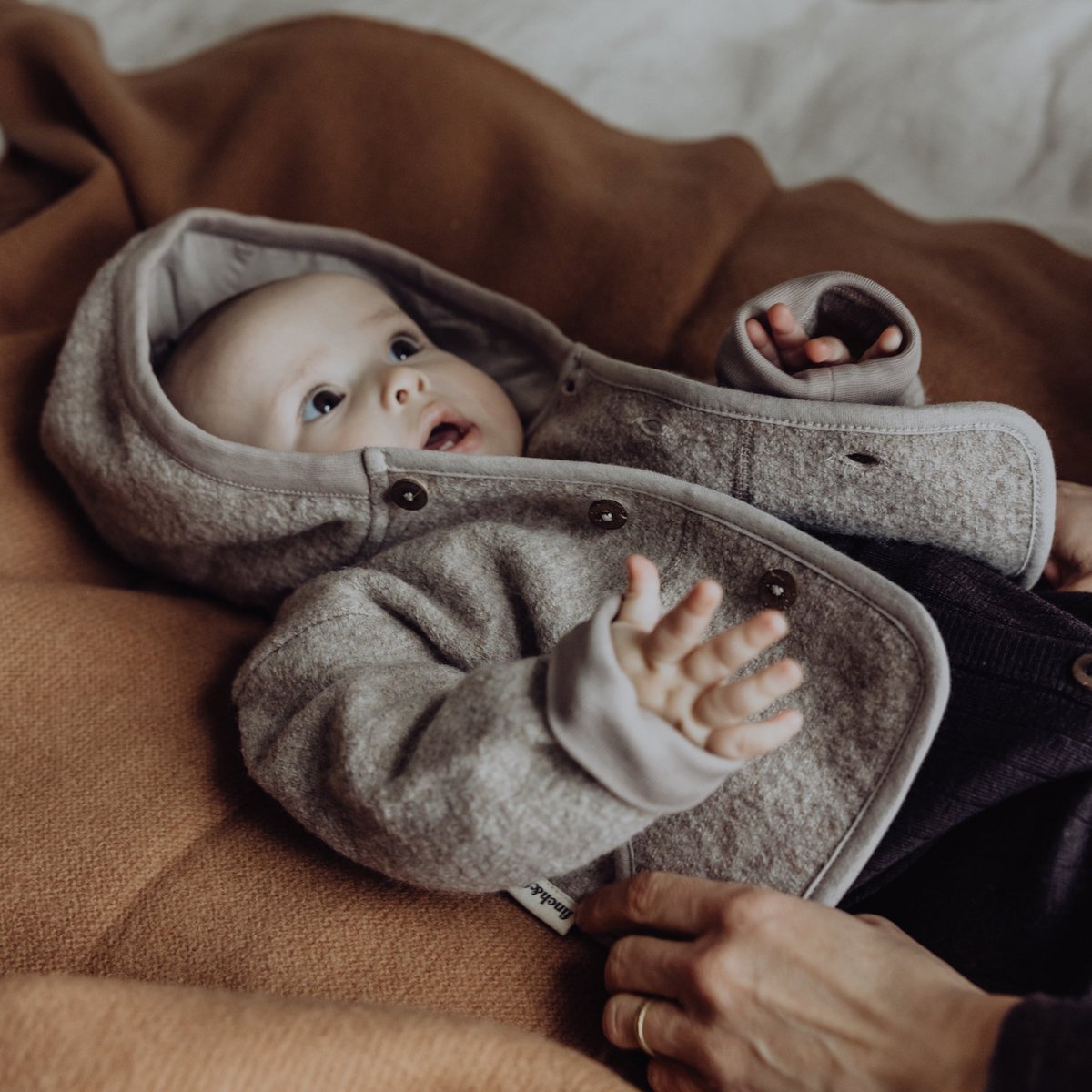 Kapuzenjacke aus Wolle – Sand