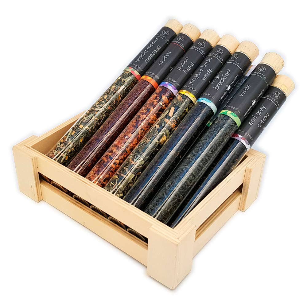 ASSORTIMENT de thés en feuilles bio en tubes de verre | En affichage