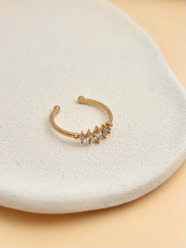 Roestvrij staal verstelbare stalen ring versierd met kristallen