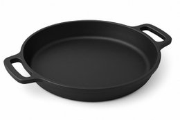 Støbejern BBQ pan ø18 cm - lille stegepande til grill, ovn og udendørs køkken - bageplade til æg, snacks & tapas - Matt Black