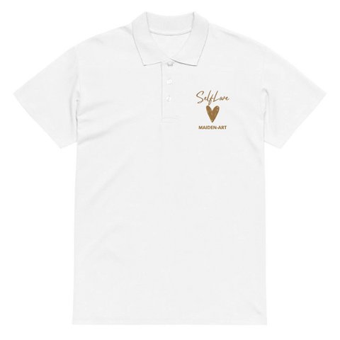 Self Love Premium-Piqué-Poloshirt mit Altgold-Stickerei