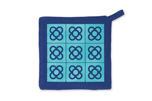 Pot holder / Barcelona Flower / blue turquoise