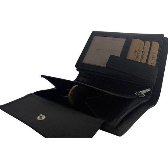 Schwarze Brieftasche Wallet Männer echt lernen RFID Anti Skim