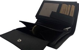 Schwarze Brieftasche Wallet Männer echt lernen RFID Anti Skim