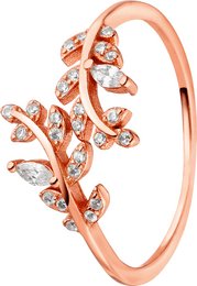Anello in argento fiore viticcio con zirconi placcato oro rosa