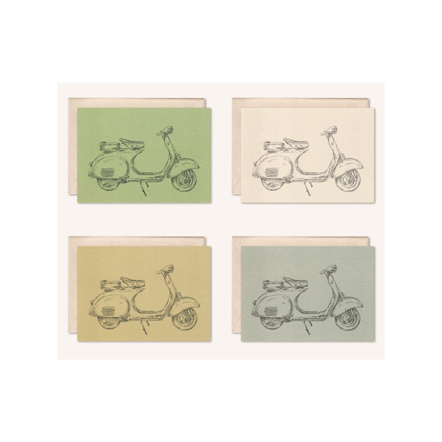 Carte durable + enveloppe | Cyclomoteur Vespa | fleur de sureau