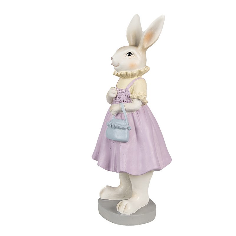 Hasenstatue 12x10x27 cm Braun Lila Polyresin Osterdekoration