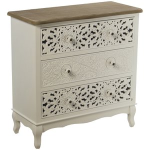 WOODEN CHEST OF 3 DRAWERS WHITE, 75X34X76CM, FIR+PINE+DM LL49619