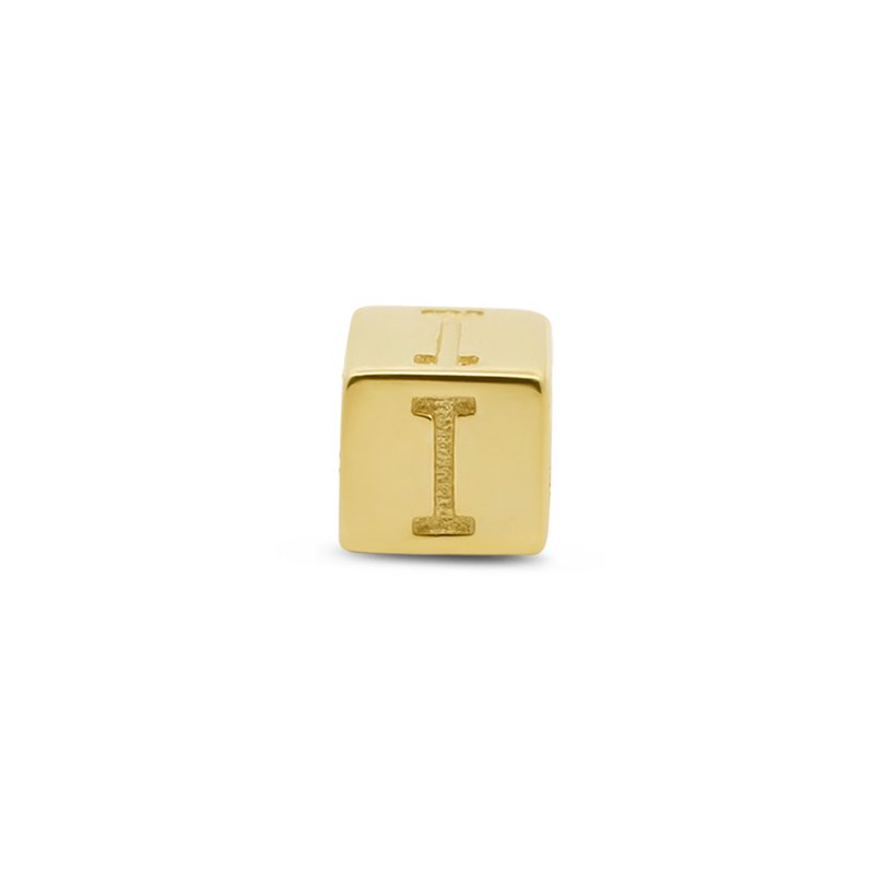 New Bling 9NBG-912I Cubo de Oro con Letra I - 3.8mm - colgante - 14 Quilates - Oro
