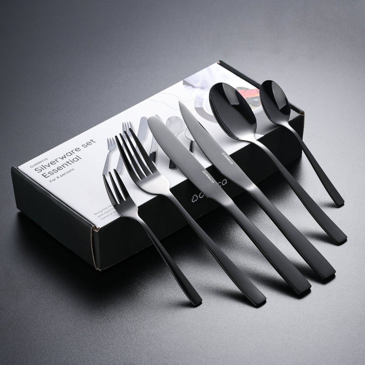 Besteckset Essential - 8 Personen / Schwarzer 18.0 Edelstahl