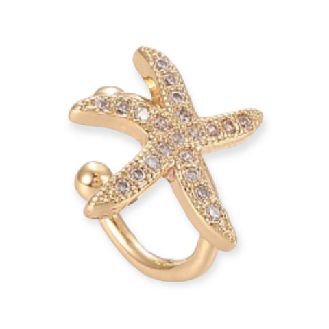 STARFISH – Ear Cuff Starfish with Gold Zircons