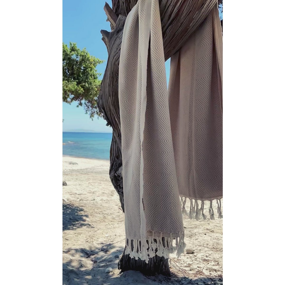 CRYSTAL Cotton Hammam Pool Towel – Compact – Beige - 180x100 cm