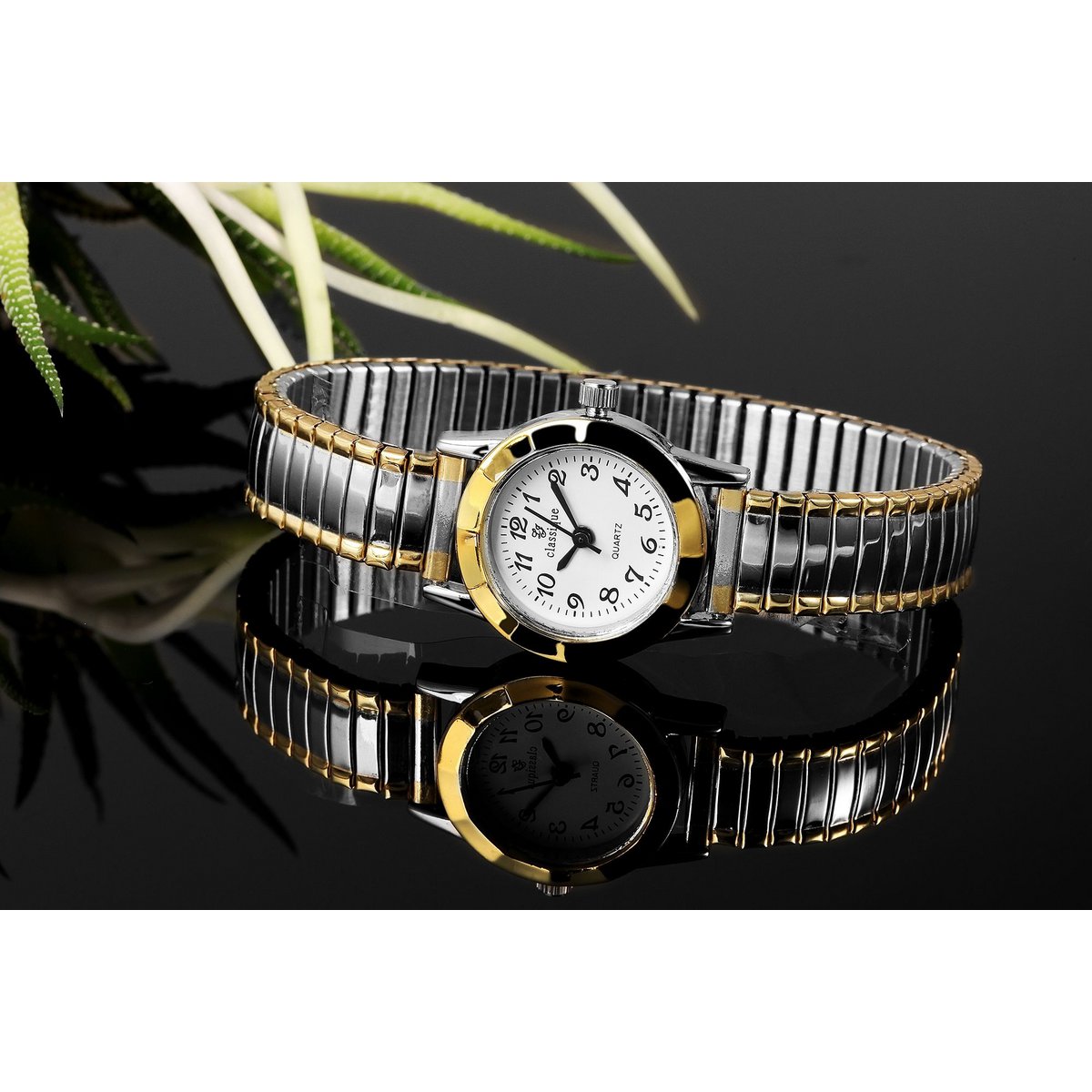 Orologio da donna Classique con bracciale a tirante in acciaio inossidabile, bicolore