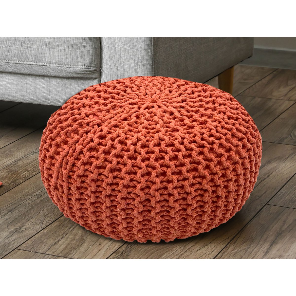Pouf Ø 55 h 37 h 37 tabouret de tricot siège de planche de sol de pouf durable