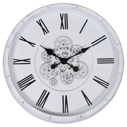 Skelett-Wanduhr im Industrial-Vintage-Look, Ø 50,5 cm, weiß/ schwarz