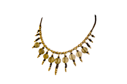 Collana sole di dichiarazione con ciondoli in pelle, ottone e perline