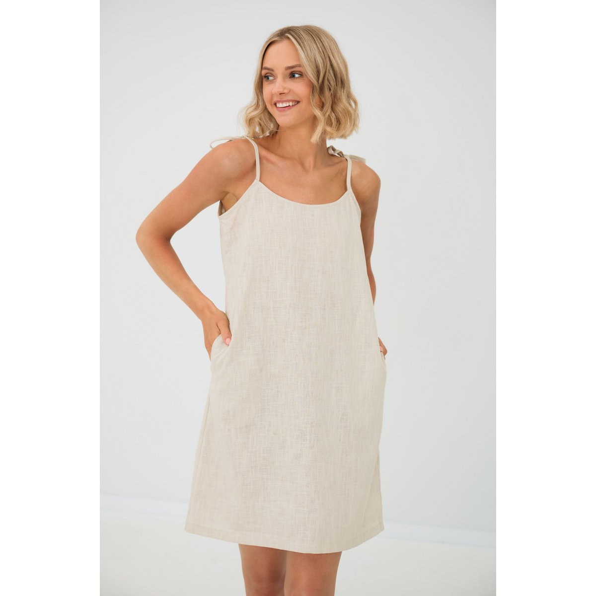 COAST – Ärmelloses Unterkleid aus Leinen mit Taschen