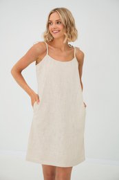 COAST – Ärmelloses Unterkleid aus Leinen mit Taschen