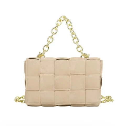 Velvet Tega Bag Wildleder Bas mit goldener Schnalle
