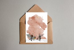 Postkarte - Serie 'Weihnachten' - 'Wie man diesen Baum nach Hause bringt' - Cargo-Bike