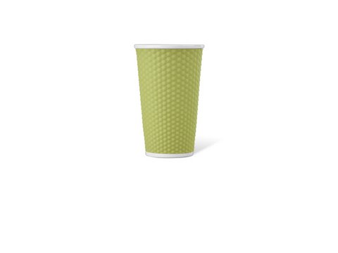 Porcelain cup LAP 450ml with silicon. grip honeycomb Green
