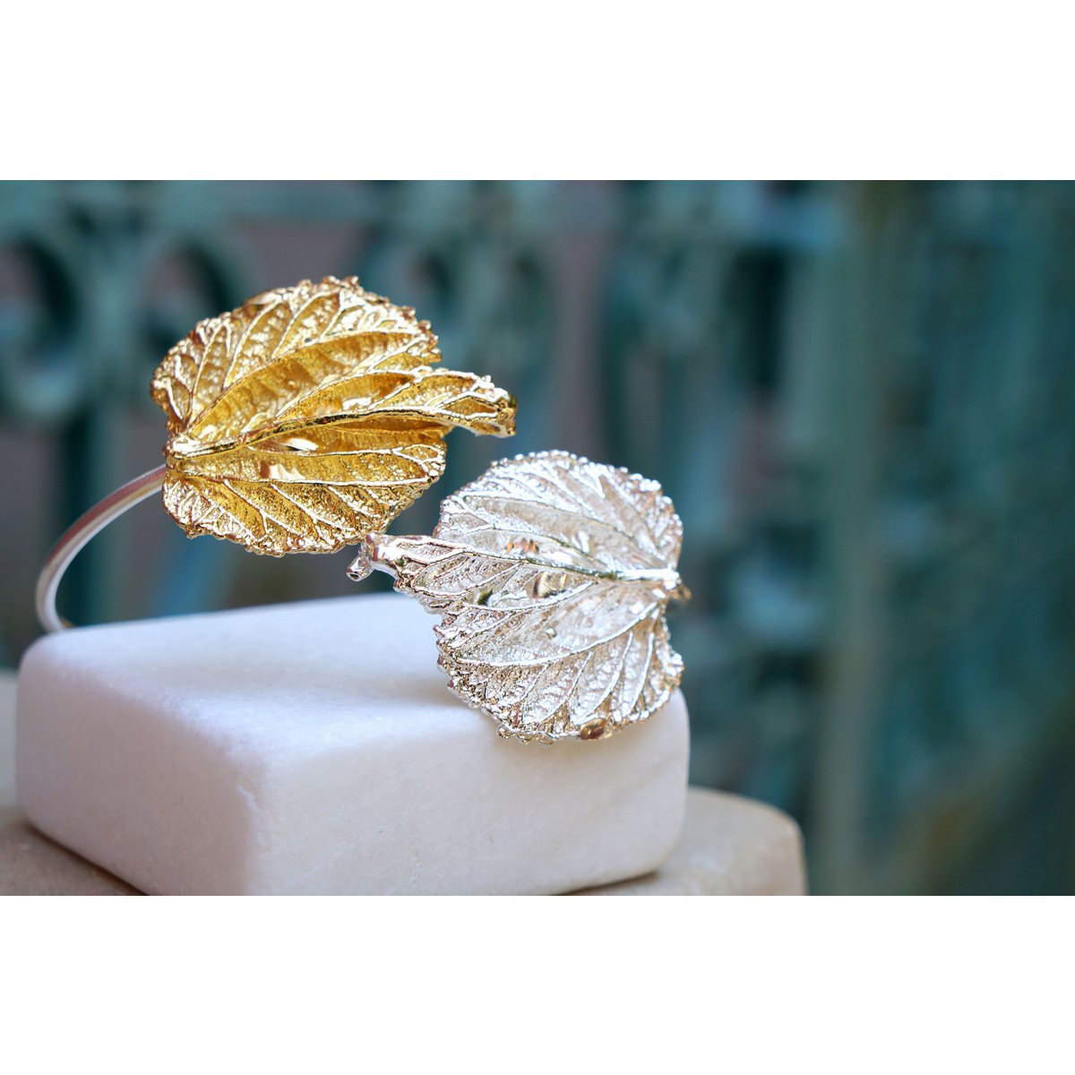 Mulberry Leaf zilveren armband, verstelbaar gerecycled sterling (handgemaakt)