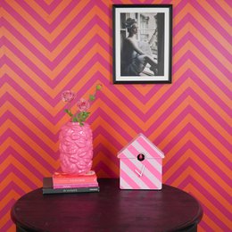 Orologio- Cut orologio da parete Cucko-Stried Pattern/Pink- 24x27x9cm