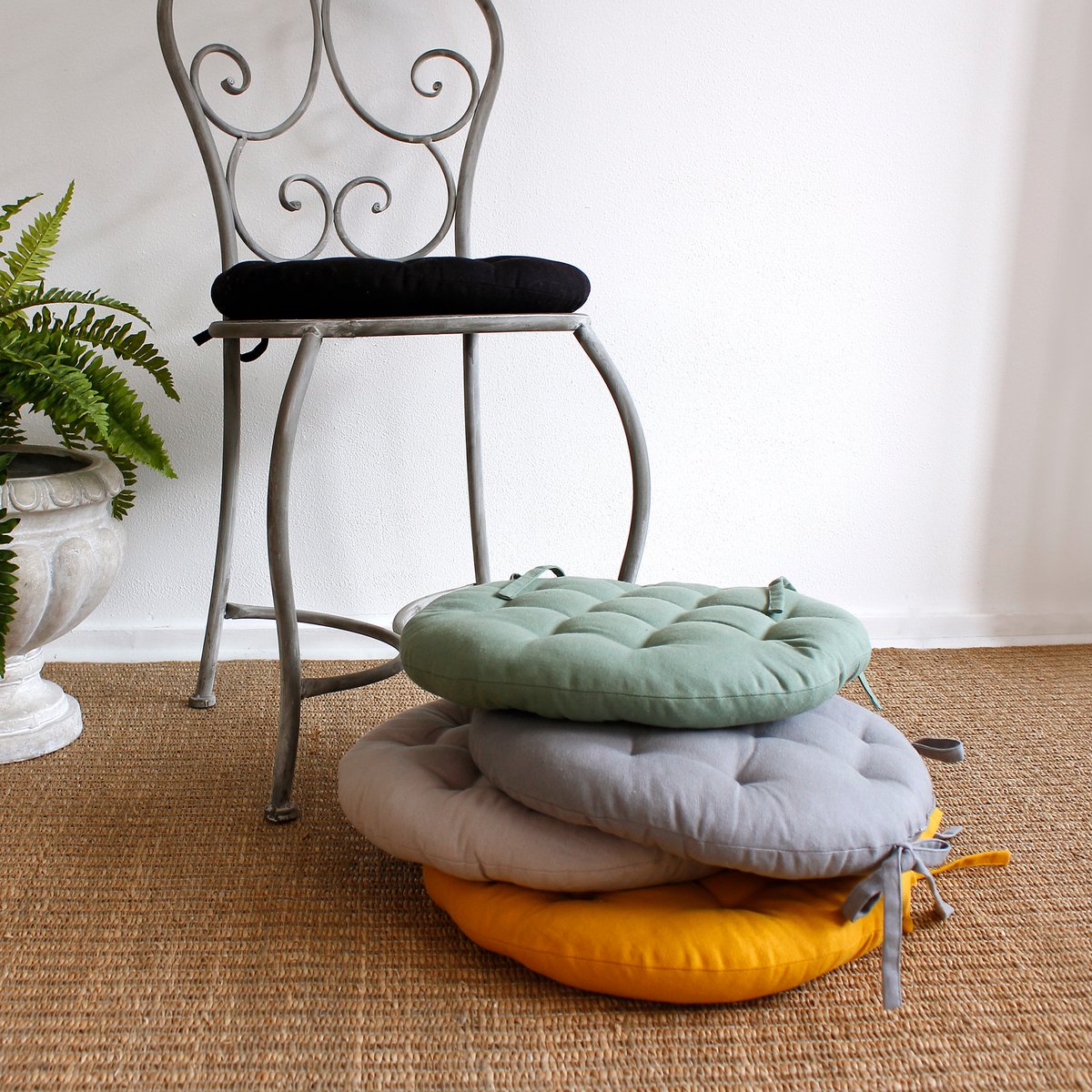 Galette piquée Ronde, 38cm, 100% coton, Collection PANAMA