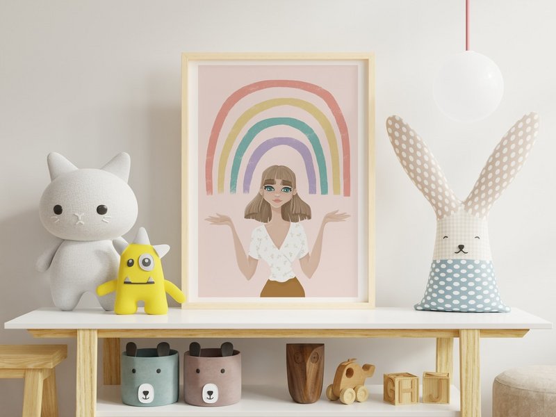 Regenboog kunst aan de muur