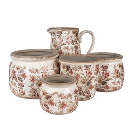 Blomsterpot Ø 14x13 cm beige lyserød keramisk blomsterpotte indeni