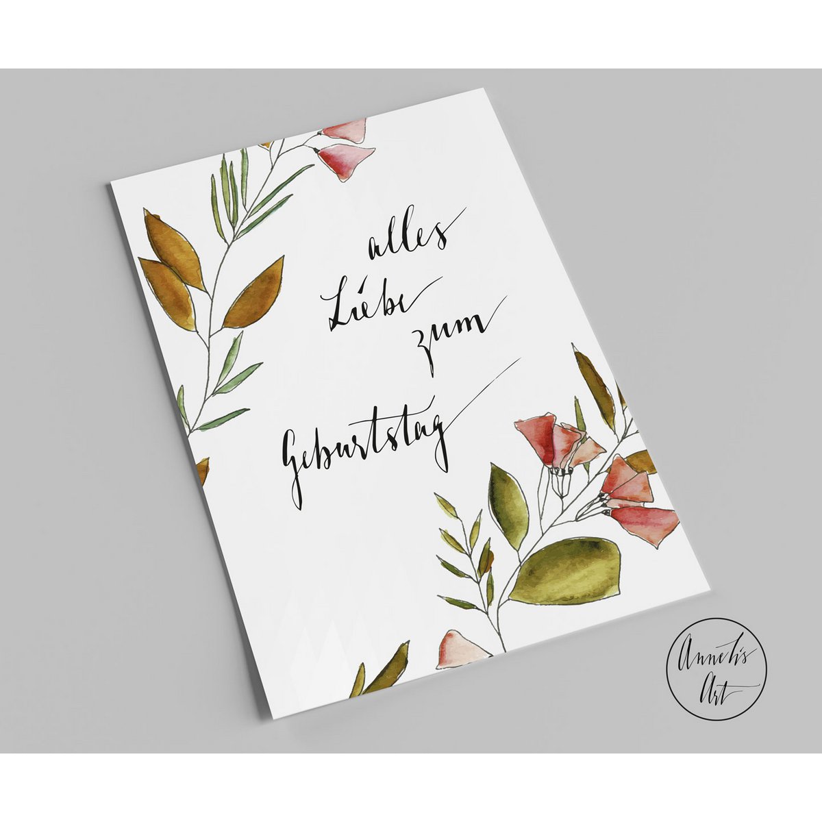 Postcard | birthday card | birthday with flowers