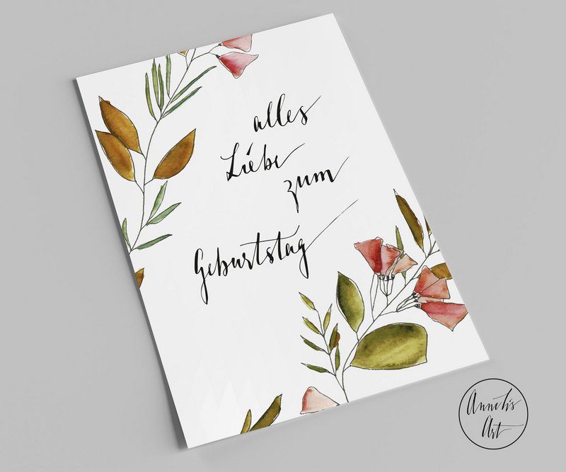 Cartolina | biglietto d'auguri | compleanno con fiori