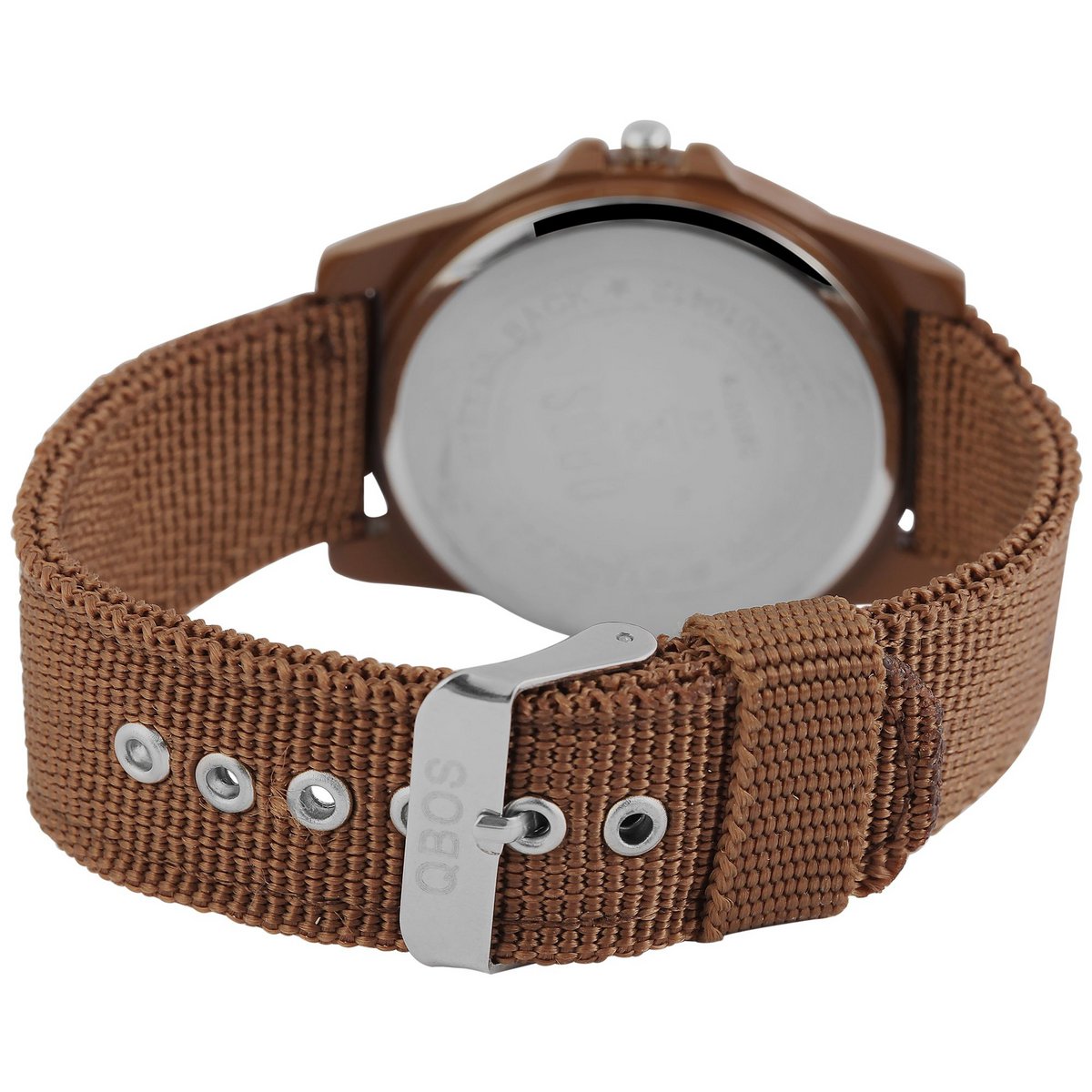QBOS men's watch with textile strap, brown