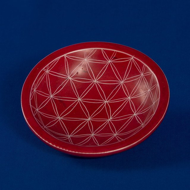 212 Schale klein Lebensblume rot - Speckstein