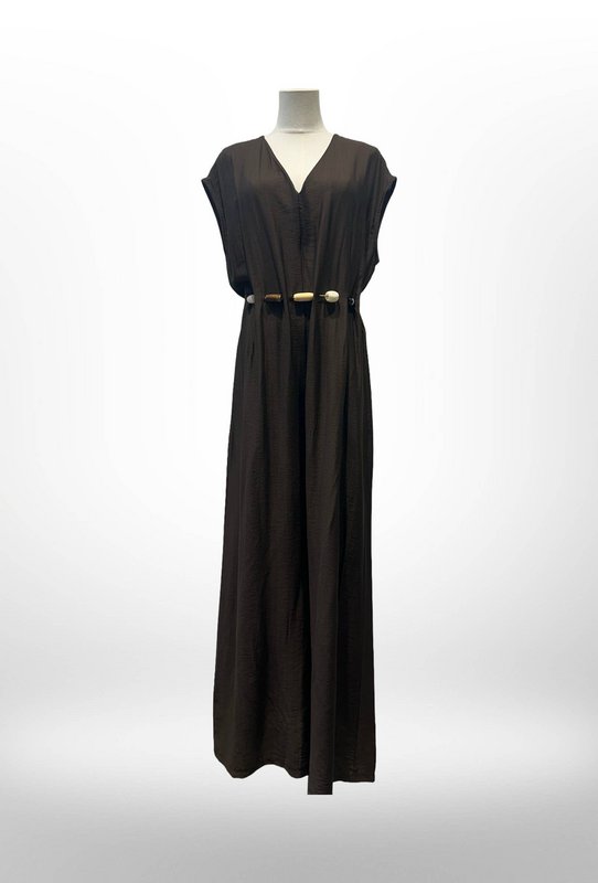 Lang Jumpsuit-kjole med perlebælte - VISCOSE - 8800