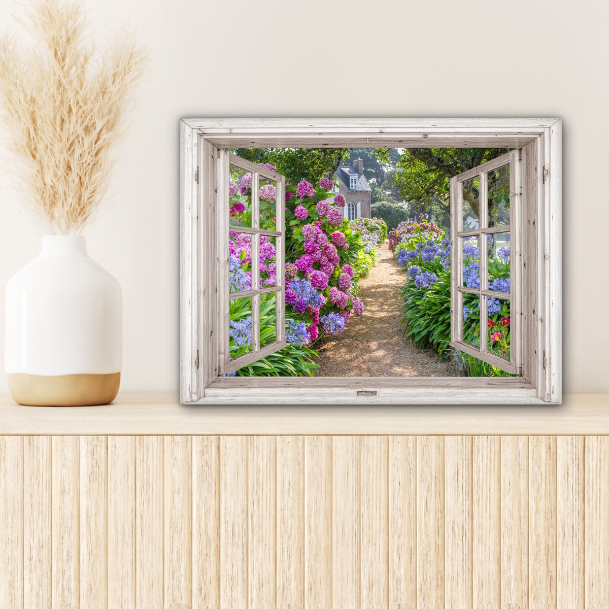 Leinwand Malerei - Wanddekoration - Hortensia - Blick - Blumen - Sommer - Lila - Pad