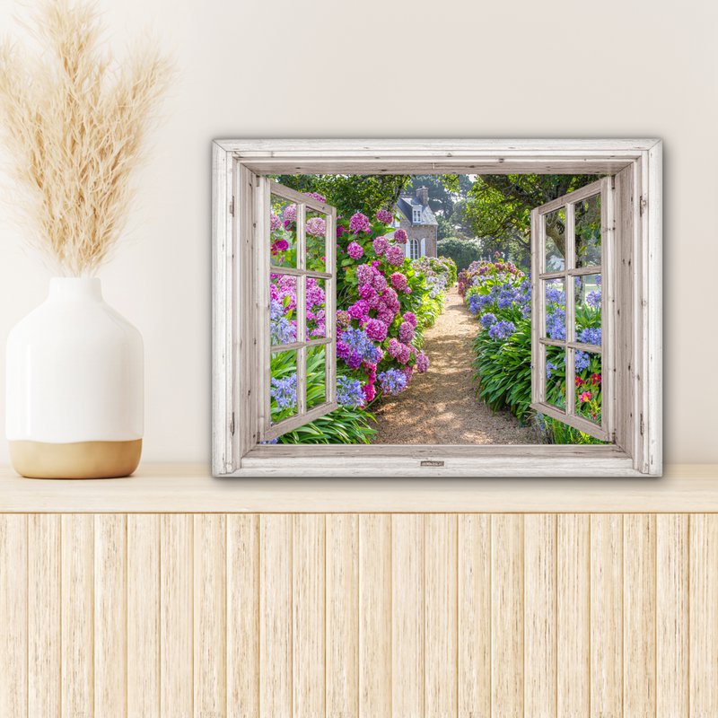 Canvas Maleri - Wall Decoration - Hortensia - View - Flowers - Summer - Purple - Pad