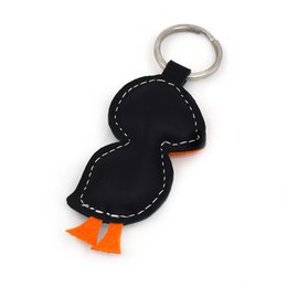 Puffin Bird lederen sleutelhanger handgemaakt