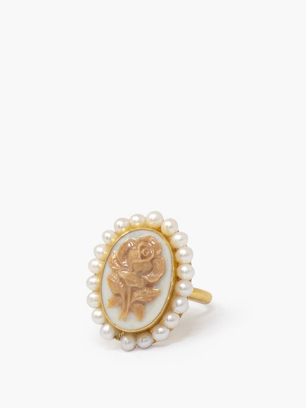 Rose Cameo Ring met parels