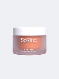 Emollient stretch mark balm with moisturizing ingredients for belly skin.