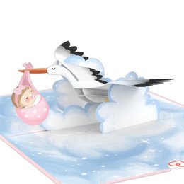 Stork & Baby (roze) pop-upkaart