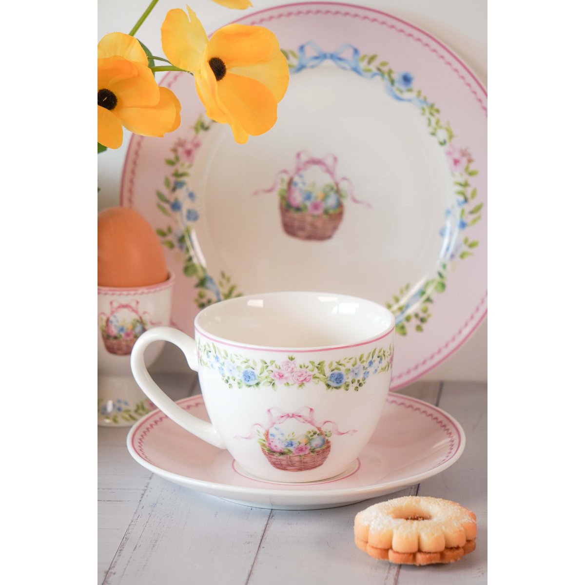 Kop & schotel Easter Joy roze 250 ml Isabelle Rose