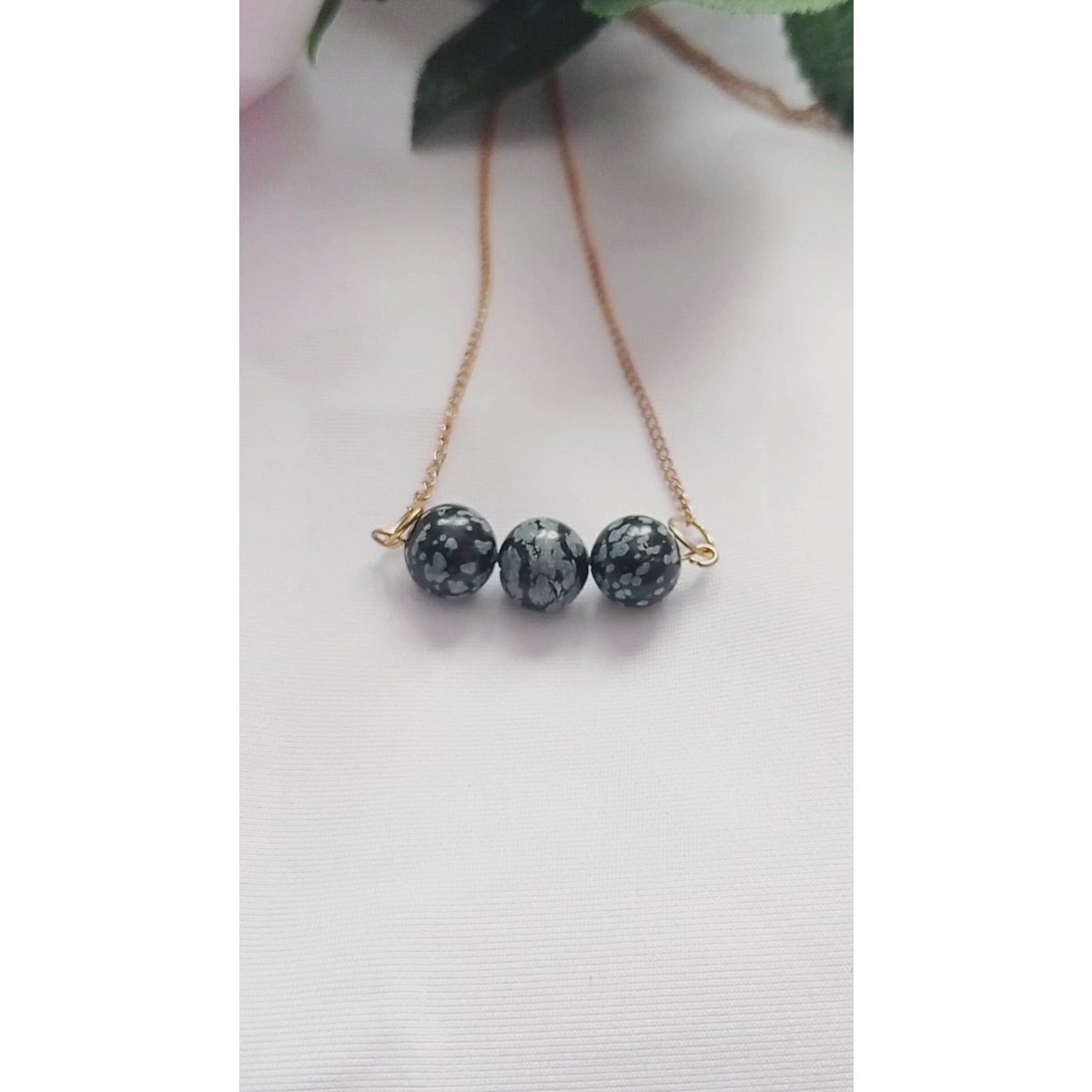 Sneeuwvlok Obsidiaan Geelgoud Vermeil Ketting, Sneeuwvlok Obsidiaan Bar Ketting, Edelsteen Bar Ketting, Hanger Ketting | door nlanlaVictory