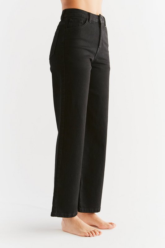 WE1010-104 | Damen jeans med brede ben - kulsort