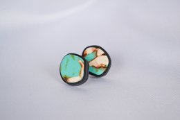 Ella stud earrings in turquoise and black